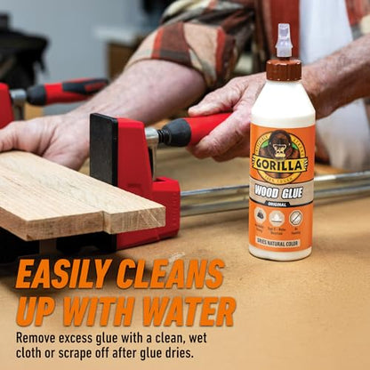 Gorilla 6205201 Wood Glue, Tan, 18 oz Bottle