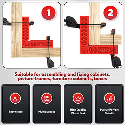 Positioning Squares, 90 Degree Corner Clamp, Right Angle Clamp Woodworking Tool, Carpentry Squares, Carpenter Tool for Picture Frames, Cabinets or Drawers, Set of 6（3" 4"6"） - style: 2PCS 3'' + 2PCS 4'' + 2PCS 6''