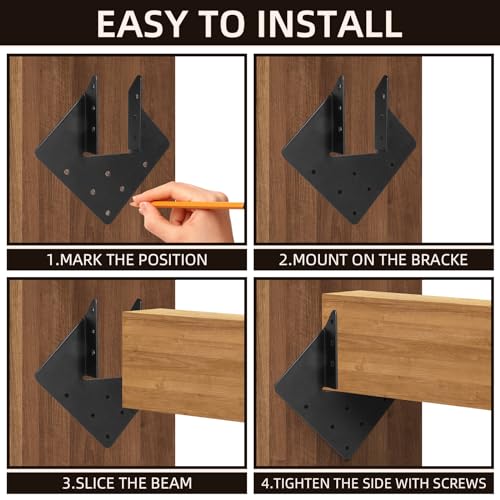 Hurricane Ties for Rafter, 12-Gauge Hurricane Tie for 2x4 Post(Inner 1.5x3.5), Heavy Duty Joist Hangers for Roofing Trusses Wood Timber Steel Connectors, Black with Screws 8 Pcs