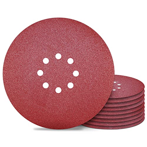 Awutzut 9 inch Sanding Discs 80 Grit 8 Holes Hook and Loop Sandpaper for Drywall Sander 10Pack - style: 80 Grit