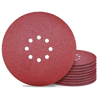 Awutzut 9 inch Sanding Discs 80 Grit 8 Holes Hook and Loop Sandpaper for Drywall Sander 10Pack - style: 80 Grit