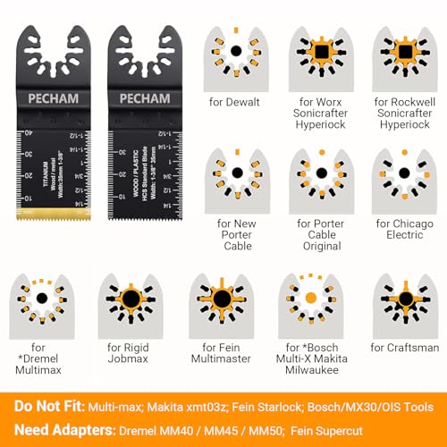 68PCS Oscillating Saw Blades with Storage Bag, Professional Universal Titanium Multitool Blades for Wood Plastics Metal Quick Release Multi Tool Kits Fit Rockwell Ridgid Ryobi Milwaukee Chicago