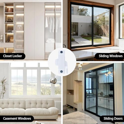 8 Pcs F2590 Window Sash Lock Replacement Kit,2-1/4 Inch Mounting Hole Centers, White Sash Locks with 8 Screws for Double Hung and Vertical Sliding Windows,Home Safety and Security Upgrade,Easy to Use
