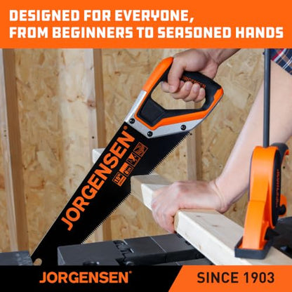 JORGENSEN 15-Inch Hand Saw, 8 TPI Coarse Blade for Wood Cutting