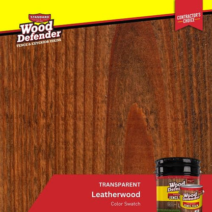 Wood Defender Transparent Fence Stain and Seal, Leatherwood, 5-Gallon - color: Leatherwood, size: 5 Gallon