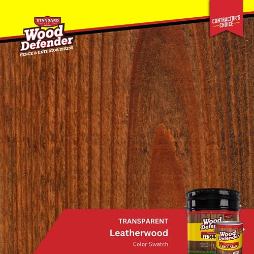 Wood Defender Transparent Fence Stain and Seal, Leatherwood, 5-Gallon - color: Leatherwood, size: 5 Gallon