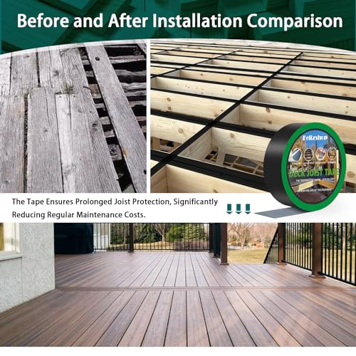 Joist Tape, 1-5/8" x 50' Deck Joist Tape, Waterproof Butyl Tape, Self-Adhesive Deck Butyl Tape, Butyl Flashing Tape,Joist Tape Decking for Protect Beams and Wood Decks (8 Rolls) - style: 1 5/8"x 50'-8 Roll