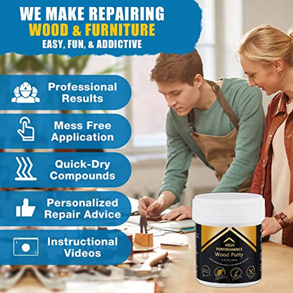 Deuvuo Black Wood Filler Putty, High-Performance Black Wood Filler Paste kit - Quickly Fix Wood Cracks and Blemishes with Wood Hole Filler - Paintable, Stainable, Sandable & Quick Drying - 9.87 Ounce - color: 9.87oz Black