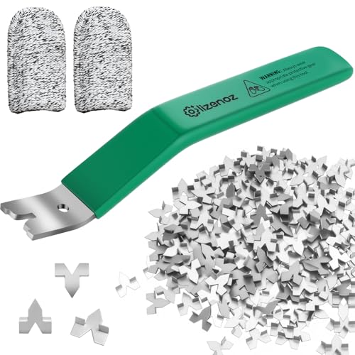 Glazier Point Driver Tool with 200 Glazing Points & 2 Finger Cots - for Framing Glass, Pictures, Cross Stitch - Rust-Resistant Iron/Zinc Push Points, Easy-Grip Handle - color: Green