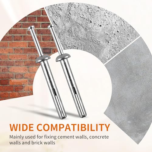 1/4" x 2"Hammer Drive Nail-in Anchors 30 Pack – Cement Wall Anchors for Concrete Brick Block – Zinc Plated Masonry Fasteners for Electrical Boxes, Brackets, Frames - size: 1/4x2"