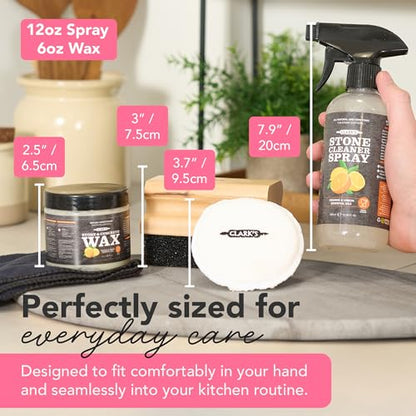 CLARK'S Soapstone & Concrete Wax Cleaner Care Kit, Orange Lemon Scent