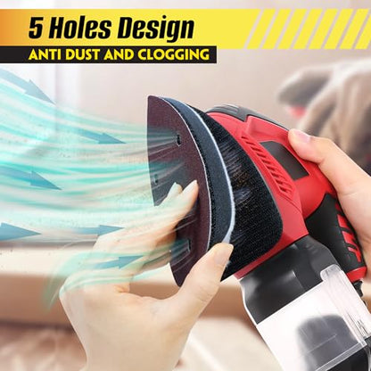 5 Pack Mouse Detail Sanding Interface Pad Hook and Loop - Triangle Sanding Pads with 5 Holes Foam Interface - Mouse Sander Sandpaper Backing Pad for Flexibility & Balancing Sanding Pressure