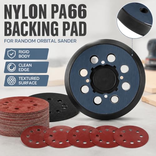Sanding Disc Backing Pads Set,5 Inch Sanding Pad with 50 PCS Sanding Discs