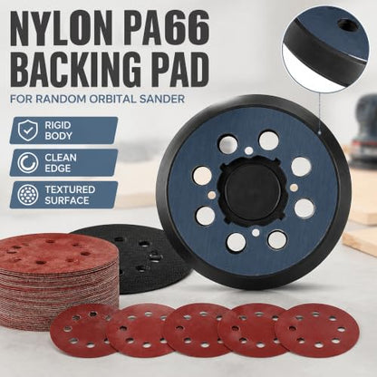 Sanding Disc Backing Pads Set,5 Inch Sanding Pad with 50 PCS Sanding Discs