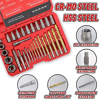 35 Pcs Spiral Screw Bolt Extractor Set Left Handed Drill Bit - size: 35Pcs