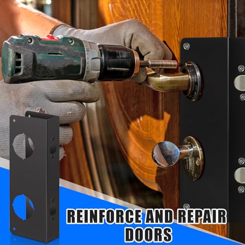 Ferraycle 2 Pieces Stainless Steel Door Reinforcement Plate for 1-3/4" Thick Doors Deep Bronze Lock with Screws Reinforce and Repair Door Jamb Reinforcement for Home Bedroom