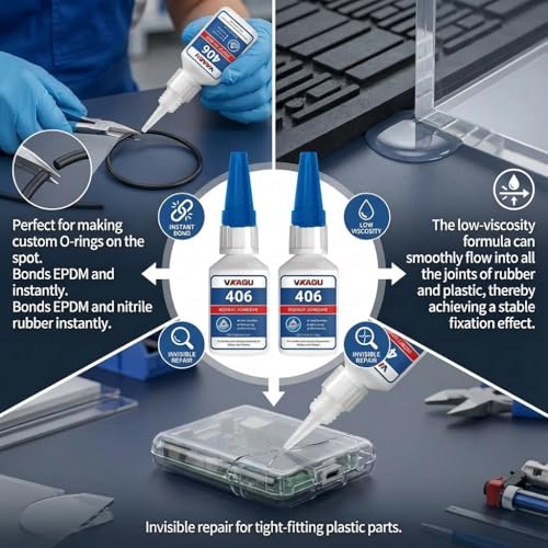 406 Super Glue Instant Adhesive Clear 20g Suitable for Plastics and Rubbers 2 Pack - size: 406, style: 2 Pack
