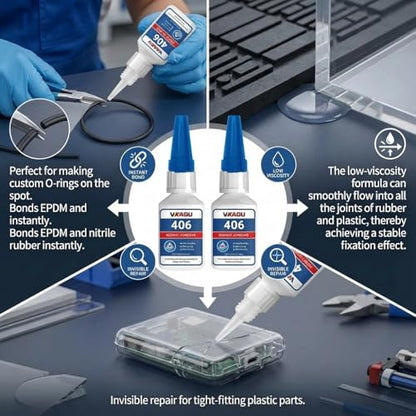 406 Super Glue Instant Adhesive Clear 20g Suitable for Plastics and Rubbers 2 Pack - size: 406, style: 2 Pack