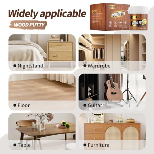 White Wood Filler - 9.87oz Paintable & Stainable Woods Repair Putty for Furniture - Quick Repair for Broken & Defective Wood (White) - color: White