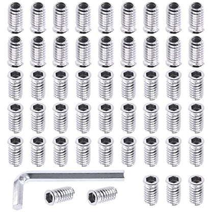 Swpeet 50Pcs 5/16"-18 x 25mm Carbon Steel White Zinc Plated Carbon Furniture Screw in Nut Threaded Wood Inserts Threaded Inserts Bolt Fastener Connector Hex Socket (5/16"-18 x 25mm) - size: 5/16"-18 x 25mm