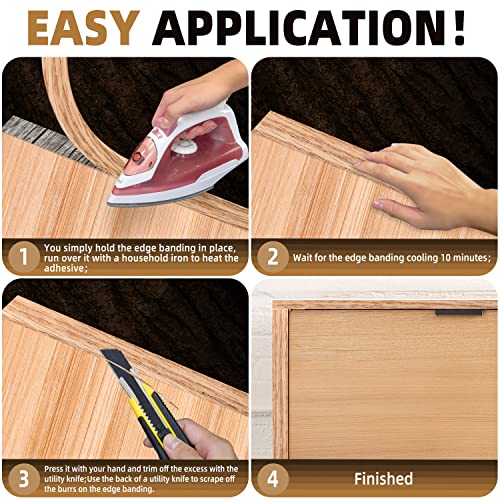 GSCIT Club Red Oak Edge Banding, 1/2 inch x 500ft roll of Wood Veneer Edge Banding Pre-glued Flexible, Wood Tape Banding for Cabinet Repair Furniture - color: Red Oak, size: 1/2"x 500ft