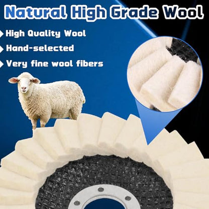 NOOTEASS 5 PCS Wool Felt Polishing Disc Buffing Wheel 4-1/2" x 7/8"