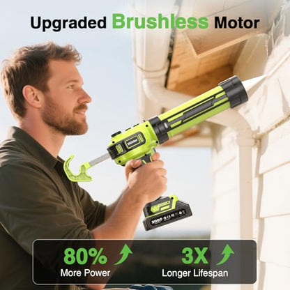 Taskstar Electric Caulking Gun with 2 x 2.0Ah Batteries, Upgraded Brushless - size: Brushless Motor +2 Batteries