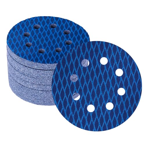 5 inch Rhombus Diamond Shape Blue Sanding Discs, 8-Hole, 70 Disc Variety Pack, Grits 180 - Hook & Loop Sandpaper, Random Orbital Sanders, Metal Wood - style: 5 inch 180 grit