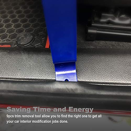 GLK Auto Trim Removal Tool Set, 5pcs Plastic Pry Tool Kit, Auto Trim Tool, Prying Tool, Car Door Panel Clip Revmoal Tool, Fasteners Remover - color: Blue