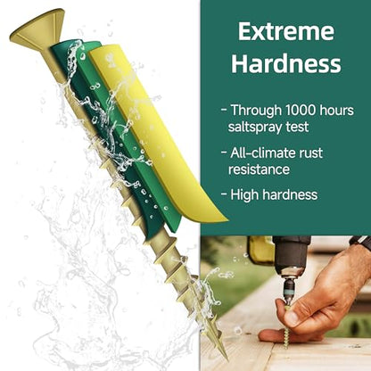 Deck Screws 3 Inch, Wood Screws #10x3, 319 PCS 5lb, Rust Resistant Exterior Epoxy Coated Outdoor Decking Screws, Torx/Star Drive Head Deck Screw, T25 Star Bit Included, Tan by EASTPUK - size: #10 x 3", style: 5LB
