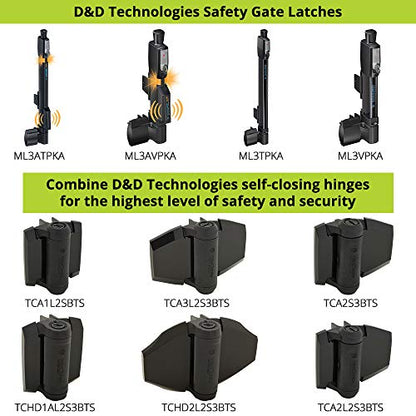 D&D TCHD1L2S3BTS TruClose Heavy Duty Gate Hinge Gates, Black, 2 pcs