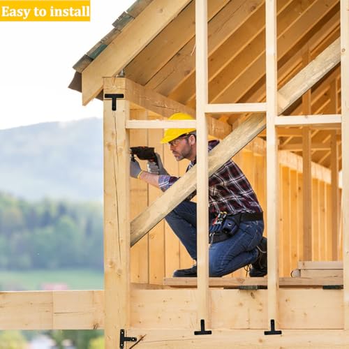 6 Pack T Shaped Plate, Black Flat Tee Mending Plate Bracket，Straight Fixing Repair Bracket Wood Furniture Joint Post to Beam Connectors Timber Support Hardware（6½" x 5¾", Width 1½", Thickness 4mm） - style: 2PCS