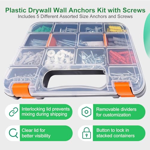 390 PCS Dry wall Anchor, Screws and Drywall AnchorsAssortment Kit - size: 390pcs