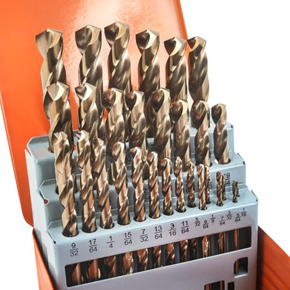 KENDO M35 Cobalt Drill Bit Set, 29PCS 1/16-1/2 Inch Metal Index - style: 29 pcs Metric Cobalt