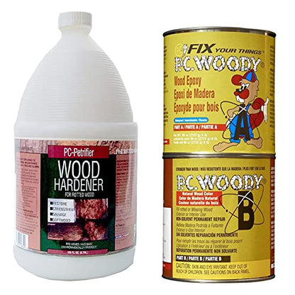 PC-Products Wood Repair Epoxy Paste and Wood Hardener Kit, PC-Woody 96 oz and PC-Petrifier 1 Gallon - size: Woody (96 oz) & Petrifier (1 gallon) Kit, style: PC-Woody Kit