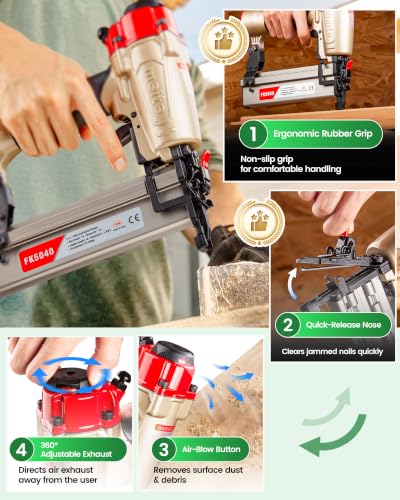meite 18 Gauge 2-in-1 Staple Gun, Pneumatic Brad Nailer and Stapler