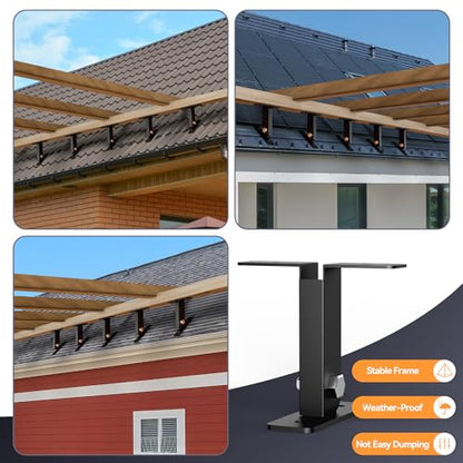 Heavy Duty Pergola Roof Riser Beam Bracket for Gazebo Roof Posts - Adjustable 90° Support, Wind & Snow Resistant, Includes Screws & Drill Bits, Black, 1 Piece - color: T-Shaped (1pcs)
