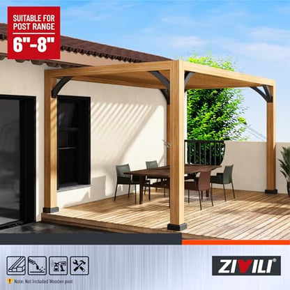Q235-Steel Integrated Arc 45 Degree Pergola Support Bracket 4''x4''（Actual Tube Dia: 3.2''x 3.2''） Heavy Duty 4Pack - size: 3.2”x3.2”-Fixed Angle