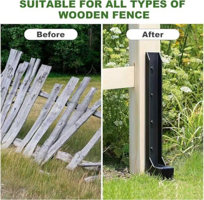 33.62" Heavy Duty Fence Post Repair Kit – One-Piece 11-Gauge Steel Anchor Ground Spike for 4x4 & 6x6 Wooden Fence Posts, Mailbox Post, Gate, Garden & Farm Reinforcement (1, Black)