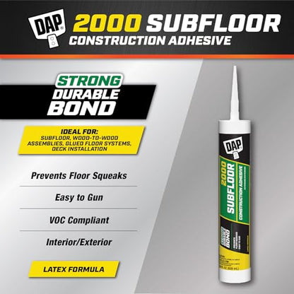 DAP 2000 Subfloor Construction Adhesive, Light Tan, 28 oz (7079827042)