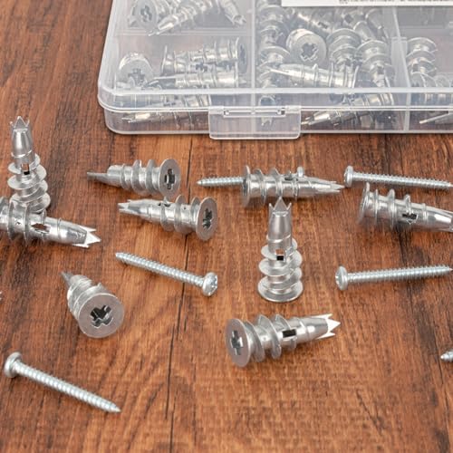 KURUI Metal Self Drilling Drywall Anchors, Shatter-Resistant Wall Anchors