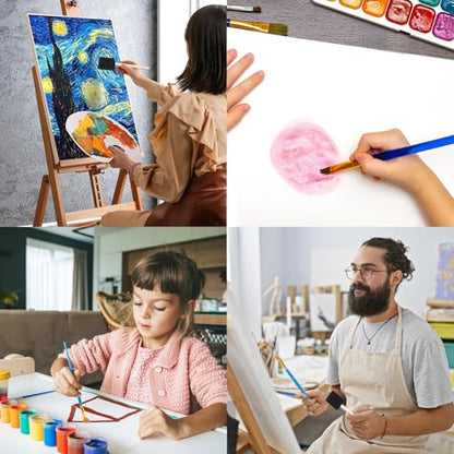 36-Piece Professional Painting Kit | 16 Sponge Brushes + 20 Nylon Brushes | Birch Handle & Aluminum Ferrules | Polyether Sponge & Nylon Bristle Combo | Watercolor/Acrylic/Oil Texture Tools