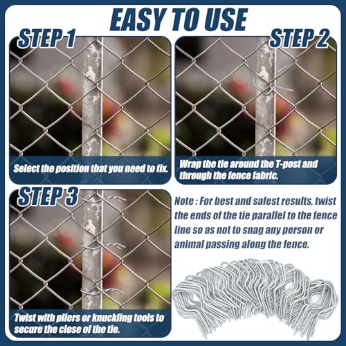 Hicarer 400 Pcs T Post Metal Wire Fence Clips, 11 Gauge Steel Fence Ties - size: 11 Gauge