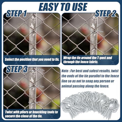 Hicarer 400 Pcs T Post Metal Wire Fence Clips, 11 Gauge Steel Fence Ties - size: 11 Gauge