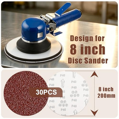 30Pcs 8 Inch Hook and Loop Sanding Discs, Sandpaper Pads for Orbital Sander - style: 8 Inch Mix30PCS