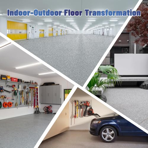 GLAINTE Upgrade Epoxy Concrete & Garage Floor Paint Coverage of 90 SQ.FT, Marble Effect Floor Coating Kit for Interior/Exterior - Contains Real Sand