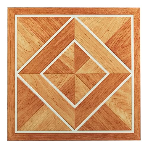 Tivoli Peel & Stick Vinyl Floor Tiles, 45-Pack, 12 x 12 in, White - color: WhtBrdr Inld Prqt