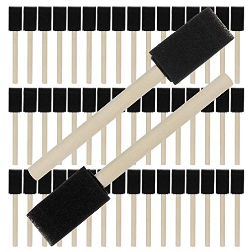 200 Pack 1 inch Foam Brush Sponge Wood Handle Paint Brush Foam Sponge Brush for Acrylics, Stains, Varnishes, Crafts - color: 200pcs-1inch