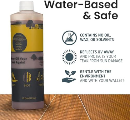 Finish, Premium Teak Cleaner and Brightener, Water-Based, Oil-Free Wood Restorer & Protectant, Safe & Easy To Use Teak Sealer & Polisher for Outdoor & Indoor Wood Furniture, 16 oz - size: 16 Fl Oz (Pack of 1)