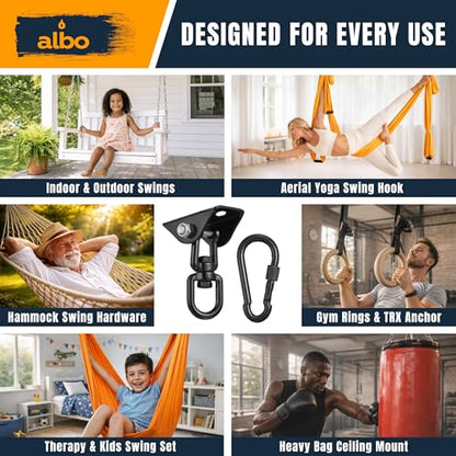 Albo Heavy Duty Swing Hangers 2 Pack, 2650 LBS - color: Black, size: 2 Pieces